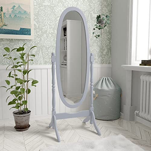 Vida Designs Nishano ovaler Spiegel, volle Länge, freistehend, Holz, drehbar, für Schlafzimmer, Flur, Kommode, Grau