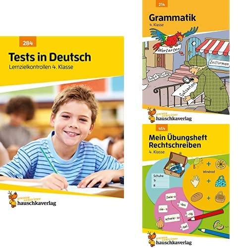Deutsch-Set 4. Klasse für bessere Noten - 3 Übungshefte zur optimalen Vorbereitung auf den Übertritt: Rechtschreibung, Grammatik und Lesen, echte Tests (Lernhefte zum selbstständigen Üben)
