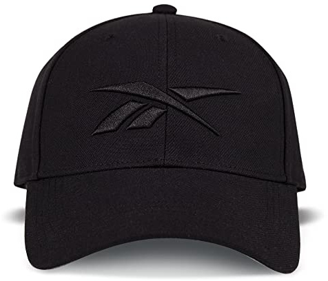 Reebok Vector Baseball Hat | Snapback | Six Panel | Casual | Everyday | Sun Protection | Lightweight | Breathable- Black