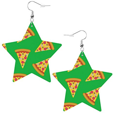 Pizza Ohrringe aus Kunstleder mit Sternen, für Teenager, Mädchen und Frauen, Tropfen-Ohrringe, Geschenk