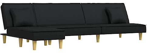 vidaXL Schlafsofa in L Form, Ecksofa mit Schlaffunktion, Bettcouch für Wohnzimmer, Couch Sofa Eckcouch Schlafcouch Samtsofa, Schwarz Stoff