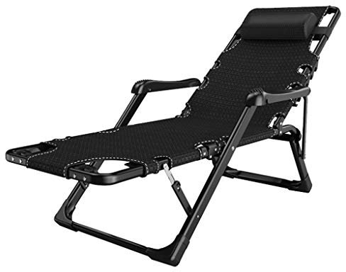 Zero Gravity Lounge Chair, Liegestuhl für Sonnenliegen, robust |Klappbarer Garten-Liegestuhl mit Fußstütze |Liegestühle mit Getränkehalter |Zero-Gravity-Stühle flach liegend, schwarz, max.160 kg