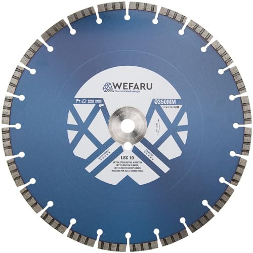 WEFARU Turbo Diamanttrennscheibe 350mm x 25,4 mm für Stein, Beton, Granit, Mauerwerk, Ziegel