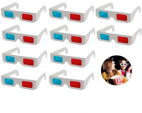 couduan 10 PCS 3D Glasses for Cinema,3D Glasses for TV,Red and Cyan Glass Lens,Lightweight Portable Design,for TV Movies,Video Games,Internet Images (Home & Cinema) More