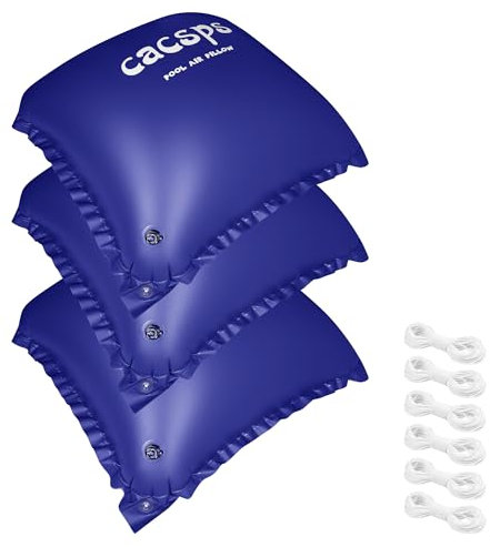 3 Packungen –CACSPS Poolkissen Winter, 122 x 122cm Ultradickes Luftkissen Luftkissen Pool Winter Aufblasbare Winterkissen Überwinterung für Pool inkl. 2X Rollen Seil Blau