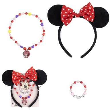 Official Minnie Mouse Ears and Girls Jewellery Set | Disney Ears with Girls Bracelets and Necklace for Girls | Mickey Ears with Kids Jewellery | Mickey Mouse Ears | Kids Jewellery Sets for Girls √