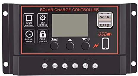 Zhemessy Controlador de Carga Solar 100A Controlador de Panel Solar 12V 24V Pantalla LCD Regulador de BateríA de Panel Solar con Puerto USB