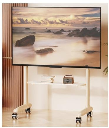 Supporto universale per TV con altezza regolabile, carrello TV per TV da 42 a 86 pollici, supporta 79,8 kg, supporto portatile per monitor per camera da letto, supporto universale per televisore nero