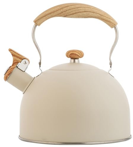 Peosaard Whistling Tea Kettle 2.1Qt Induction Kettles Stainless Steel Kettle Teapot with Anti Scald Folding Handle Loud Whistle Camping Kettle for Induction Stove Top, Gas Stove, Whistling Tea Kettle
