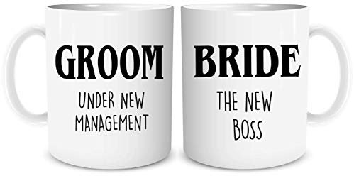 Peachy Antics Tazas divertidas para parejas, novios, regalos de boda, recién casados, regalo novedoso, humor adulto, amigo, matrimonio, el nuevo jefe, WSDMUG1301