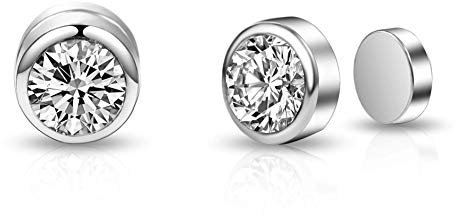 Versilberte 6 mm magnetische Ohrclips mit Zircondia®-Kristallen