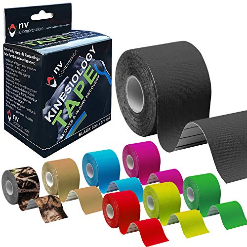 NV Compression - Kinesiologie Tape, 5m x 5cm Muskeln Kinesiology sport Tape elastische Bandage (Blau)