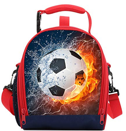 7-Mi 3D Ice fire Football Insulated Reusable Lunch Bags Boys Lunch Box for Girls Lunch Tote Cooler Bags Lunch Snack Bag for Kid Thermal Bags