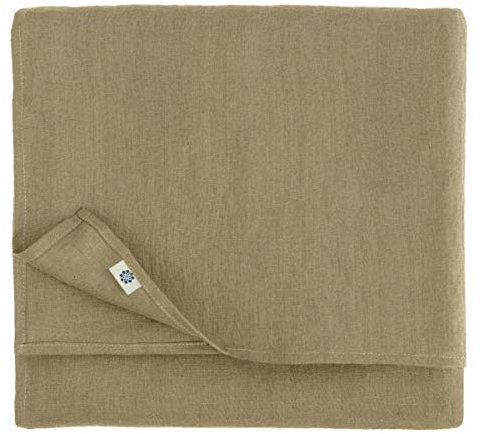 Linen & Cotton Tischdecke Stoff Tischtuch Tischwäsche Hygge - 100% Leinen, Beige (140 x 350 cm) Rechteckig Lang für Home Küche Esstisch Cafe Restaurant Hotel Dekoration Party Sommer