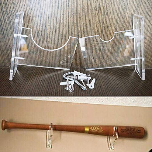 Baseballschläger-Wandhalterung in Standardgröße für horizontale Vitrinen, Deluxe, robuste, transparente Acryl-Schläger-Halterung – passend für jeden Baseball- oder Softball-Schläger