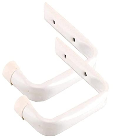 Garage Storage Ladder Hooks Brackets 2 Pieces Universal Wall Mount Rack Utility Organizer Hanger Heavy-Duty Tool Hooks for Bike, Chair, Hose, Tools, Shed, Bulk Items (White)
