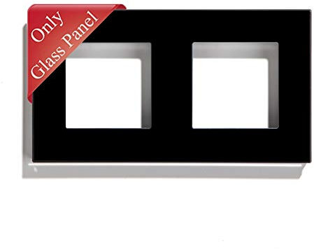 BSEED Rahmen Glasrahmen Panel für Lichtschalter und Steckdose Kristall Glasscheibe für Wandlichtschalter und Steckdosen Schwarz 157mm