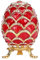Fydun Painted Enamel Trinket Box Faberge Egg Style Trinket Box with Jewelry Organizer for Earrings, Rings, Necklaces, Red