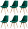 EGGREE 6er Set Samt Esszimmerstühle mit Massivholz Buche Bein SGS Geprüfter, Retro Design Gepolsterter lStuhl Küchenstuhl Holz, Grün