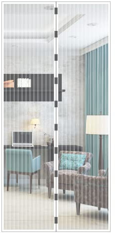 JustGo Zanzariera Magnetica Porta Finestra Adattabile e Regolabile, Chiusura Automatica a Calamite, Istruzioni di Montaggio Chiare, Calamite Potenti, Bianco, 120 x 260 cm