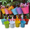 Trongle Flower Pots Outdoor, 10 PACKS Metal Iron Hanging Plant Pots with Detachable Handle, Indoor Plant Pots with Drainage Holes Colorful Plant Pots Outdoor for Garden Balcony and Home Decor, M