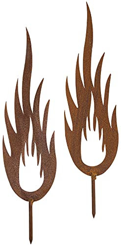 B2S BACK2SEASON 2 x Metall Flamme zum stecken Edelrost Herbst Winter Kerze Advent Weihnachten H=46 cm Made in Europa 2er Set