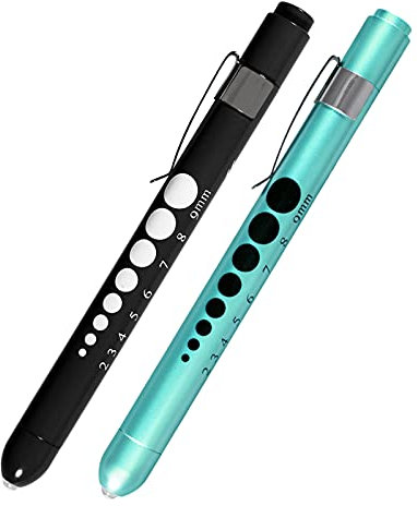 AOICRIE Medical Diagnostic Penlight, Pupillenlicht Mini Wiederverwendbare LED-Stiftlampe Taschenlampe, Taschenlampe Arzt Krankenschwester Notfallstift Licht mit Gravurlehre und Linea (Schwarz + Grün)
