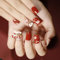 Brishow Weihnachten Künstliche Nägel Weihnachts Baum Schnee Press on Nails Elch Nägel zum Aufkleben Kurz Rot Falsche Nägel 24 Stück für Frauen und Mädchen (1)