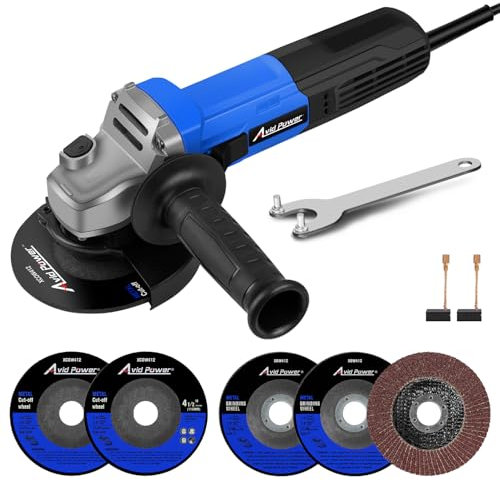 AVID POWER Angle Grinder, Electric Grinder, 7.5 Amp, 4-1/2 Inch, Power Tools with Grinding Wheels, Cutting Wheels, Folding Disc and Auxiliary Handle for Cutting, Grinding,