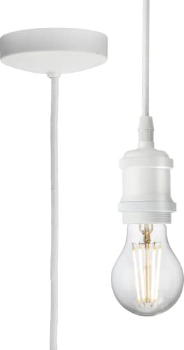 Knightsbridge 1.8m E27 Vintage Pendant Set - Matt White 8271L
