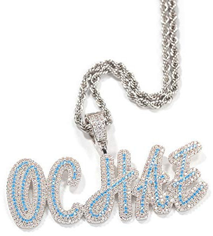 Custom Iced Out Name Halskette Kette Personalisierte Hip Hop Halskette Kristall Anhänger Silber Gold Bling Anfangsbuchstabe Anhänger CZ Simulierter Diamant Hip Hop Schmuck mit Seil/Tenniskette