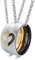 Skcess Schmuck Paar Halskette Edelstahl，Puzzle Herz Halskette Ringe 6MM Gravur I Love You Paare Damen 50CM Herren 60CM