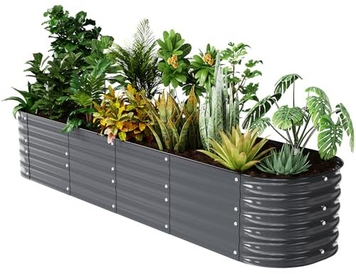 FarmGeo Hochbeet-Set, 43,2 cm hoch, Magnesium-Aluminium-Zink, Edelstahl, Metall-Pflanzkasten zum Pflanzen von Pflanzen im Freien, Gemüse (grau)
