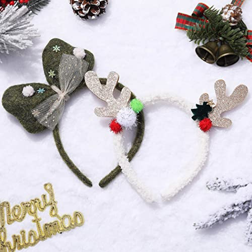 Evlry Lot de 2 Bandeau de Noël renne Serre-têtes de Noël Accessoire de fête Décoration Cheveux Halloween pour Noël