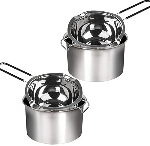 HDYS 4-Pack Stainless Steel Double Boiler, for,Caramel and - Steel Melting Pot, 2 Cup Capacity, Universal Pad