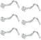 Crdifu 6stk Nasenpiercing Nasenstecker 0,8mm Silber Spiral Piercing Nase 20G Chirurgenstahl mit Zirkonia