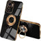 UPLAI Funda para Xiaomi Redmi Note 10 4G/Redmi Note 10S/Poco M5s, Ultra Delgado Suave TPU Silicona Antigolpes Carcasa con Soporte de Anillo, Moda Diseño de Galvanoplastia Estuche Caso.Negro