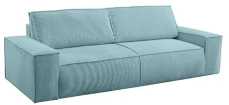 Vente-unique Amelia 3-Sitzer-Sofa, umwandelbar, Cordstoff, Hellblau
