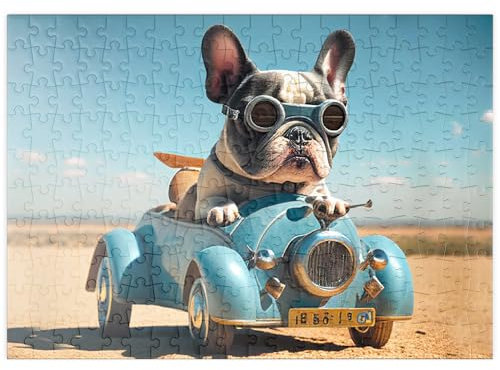 MyPuzzle Lustige Bulldogge fährt Auto - Premium 200 Teile Puzzle - MyPuzzle Sonderkollektion von Starnberger Spiele
