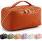 Bestash Trousse de Toilette Femme Grande Capacité,Portable Trousse de Maquillage Femme Voyage,ÉTanche Trousse à Maquillage Rangement Toilette avec PoignéE et SéParateur (Orange)