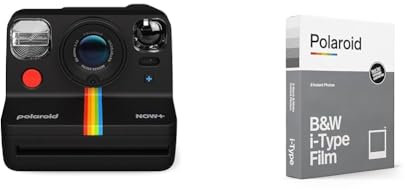 Polaroid Now+ Gen 2 Cámara Instantánea, Negro, Con Película Instantánea Blanco y Negro para i-Type (8 Fotos)