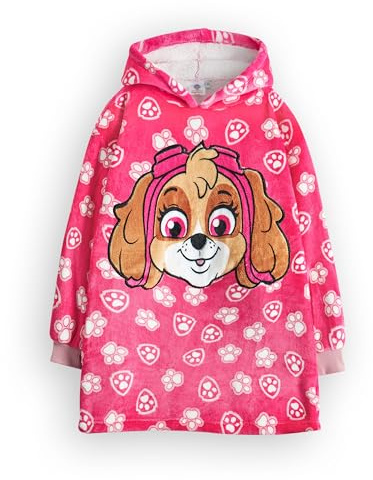PAW PATROL Tragbare Decke für Patrouillenmädchen | Skye der Helikopter-Welpe für Kinder, Fleece-Hoodie mit Allover-Print | Rosa Schwerer Kuschel-Kapuzenpullover
