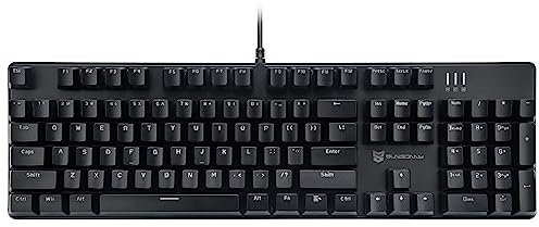 Qisan Tastiera meccanica da gioco, tastiera cablata, retroilluminazione a LED, nero, 104 tasti, layout americano, tastiera da gioco con rimovibile,interruttore rosso
