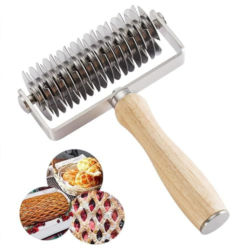 MINGZE Rodillo de plástico para Rombos, Herramienta de panadería de cocina Panaderia Masa de Tarta Craft Entramado Hojaldre Cortador Roller pasteles de la galleta del cortador del enrejado Blanco