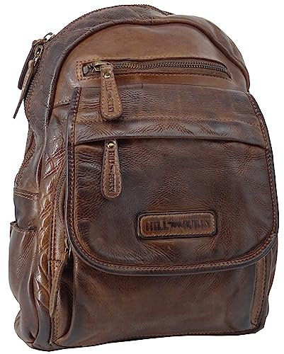 Rucksack Damenrucksack für Frauen von Hill Burry | Elegant Leder für Damen | Daypack Lederrucksack Vintage Cityrucksack Rucksackhandtasche | Lederrucksack Echtleder | Waschleder Daypacks dunkelbraun