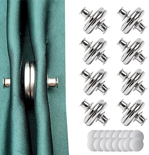 8 Paare Raffhalter Magnetisch,Magnete für Vorhänge,Vorhang Magnetischer Verschluss für Vorhang Fenster Tischdecken,Zuhause Büro Café Dekoration (Silber)