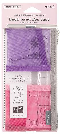 Midori Étui à stylo en maille pour B6-A5, rose, 7.1 x 3.7 x 0.7 inches, Décontracté