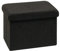 Bonlife Ottoman Seat with Storage,Folding Small Footstool for Living Room,Cube Toy Chest Box,Foot Rest,Sherpa Fabric,Black,42x32x32cm