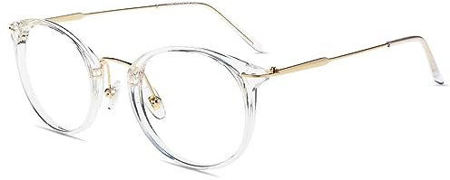 Firmoo Blue Light Blocking Reading Glasses 1.25, Anti Glare Computer Screen Glasses Women Men Reduce Eyestrain Headache, Round Anti Reflective Blue Light Glasses