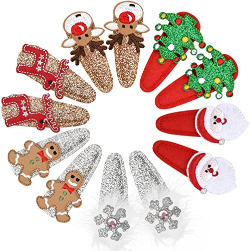 Jinlaili 6 Stück Weihnachts Haarnadeln, Weihnachts Haarklammern, Süße Haarschmuck, Partydekorationen, Haarspangen Weihnachten, Haarspange Niedlichen, Haarnadel-Dekor, Mini Weihnachtsmütze Haarspangen